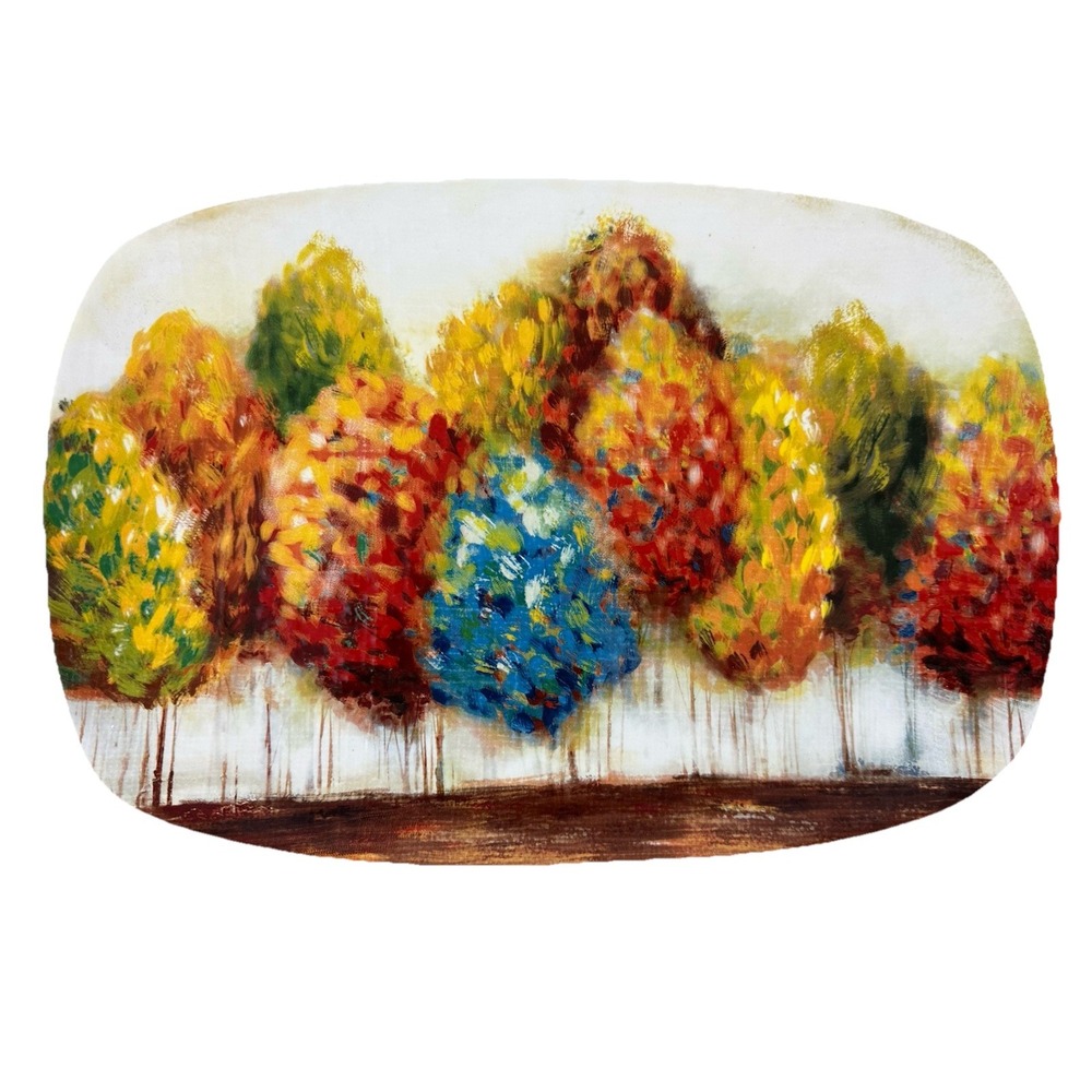 Pier 1 Imports Fall Leaves Trees Serving Platter Ironstone Large 16" Colorful